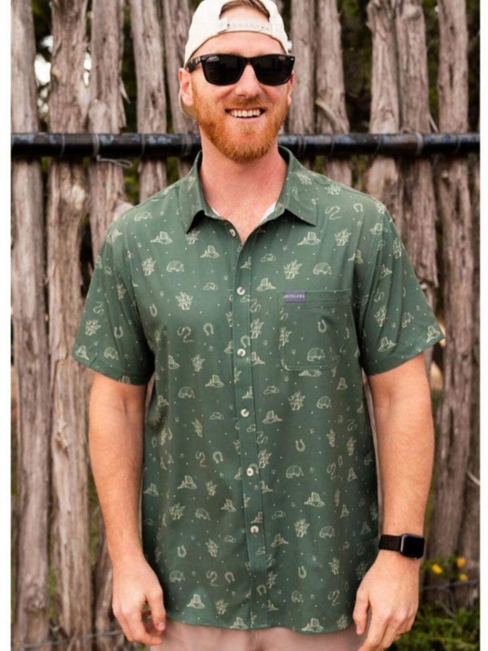 Burlebo Green Out West Button Up Shirt Men's 2XL